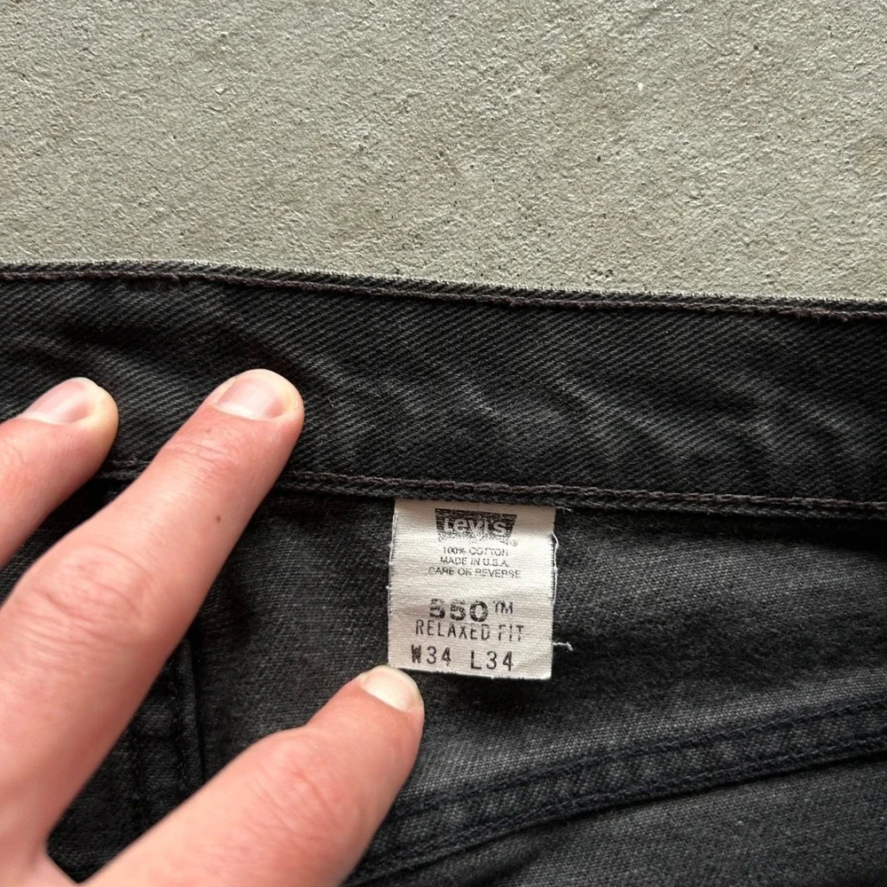 Vintage 90s Levis 550 Jeans Size 34x34 Black Dark Wash Denim Relaxed Straight‎
